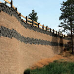 tan and gray retaining wall